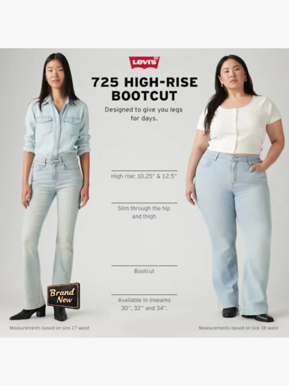 High Rise Bootcut Jeans - Slim Through Hip & Thigh